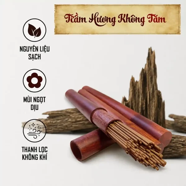 Nhang Trầm Không Tăm Thơm Đặc Biệt Ống Gỗ 100 Cây Nhang Trầm Không Tăm Thơm Đặc Biệt Ống Gỗ 100 Cây
