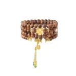 Vòng Tay Trầm Hương 108 Hạt Mix Charm Cỏ 4 Lá – Túi Bạch Ngọc Phong Thủy Ngũ Hành