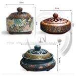 Lư Xông Trầm Hương Đỉnh Đốt Nhang Bằng Gốm Sứ Cao Cấp Có Hoa Văn Chạm Khắc