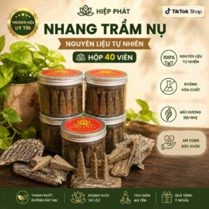 Nhang Trầm Nụ Mẫu Tháp Hộp 40 Viên Thơm Đặc Biệt.
