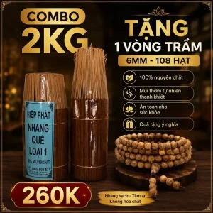 COMBO NHANG QUẾ VỎ 2KG - ƯU ĐÃI TẶNG 1 VÒNG TRẦM 108 HẠT